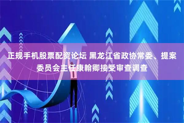 正规手机股票配资论坛 黑龙江省政协常委、提案委员会主任康翰卿接受审查调查